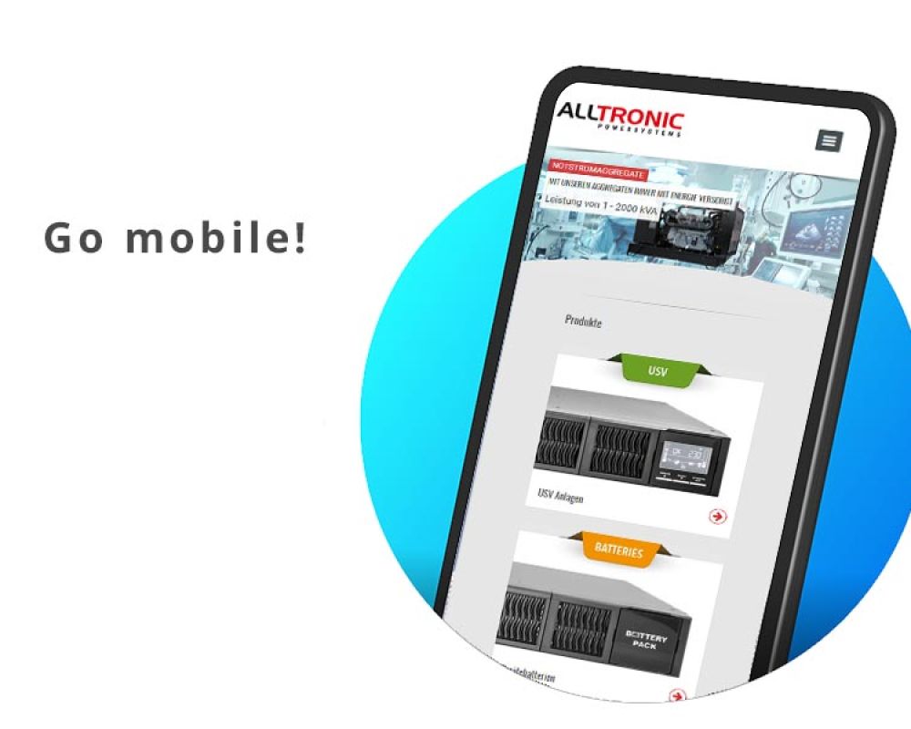 Smartphone mit einer mobilen Website und dem Text 
