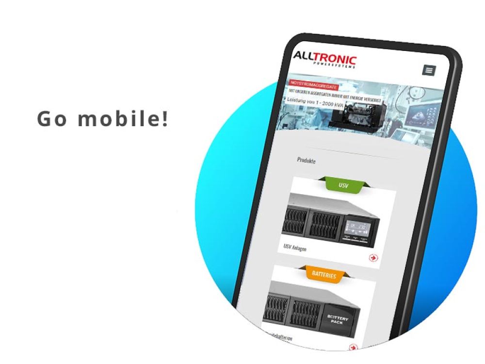 Smartphone mit einer mobilen Website und dem Text 
