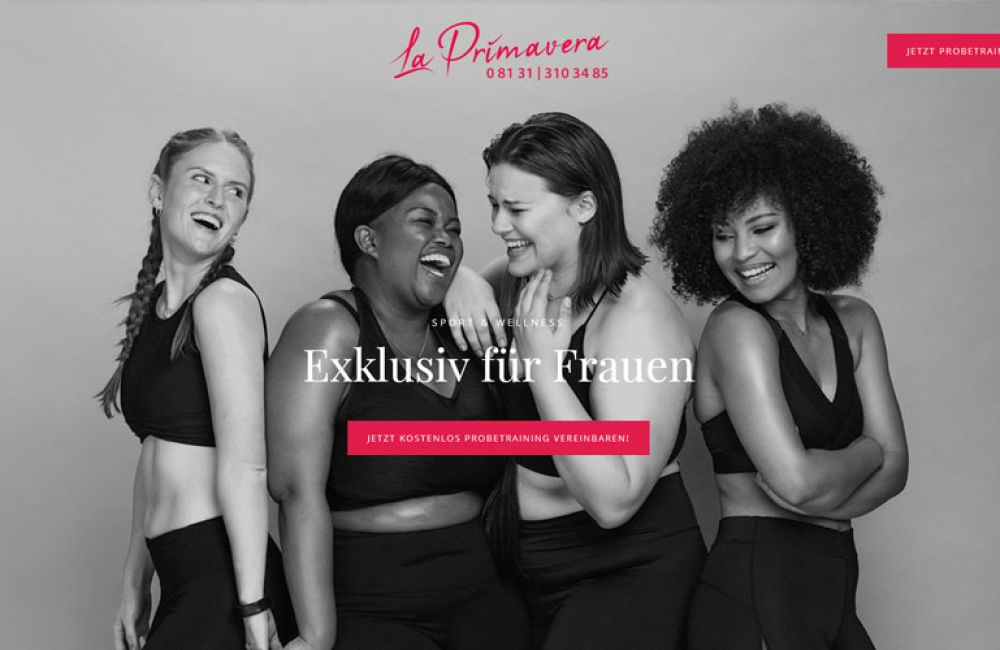 Moderne Webseite für Frauenfitnessstudio von unserer Werbeagentur Dachau.