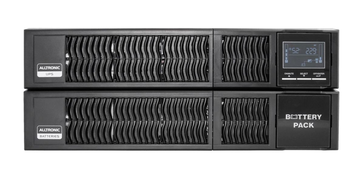 Detailreiches Produktbild eines Alltronic UPS-Systems mit Batteriepack, das sein professionelles Erscheinungsbild für Marketingkampagnen betont.