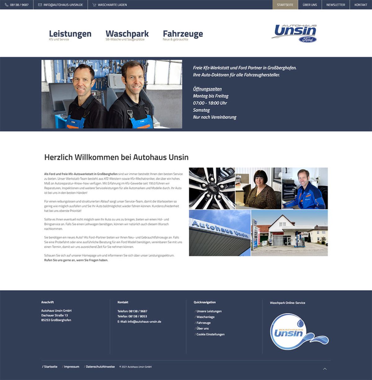 Unsere Werbeagentur modernisiert den Internetauftritt des Autohaus Unsin GmbH, zeigt moderne Fahrzeuge