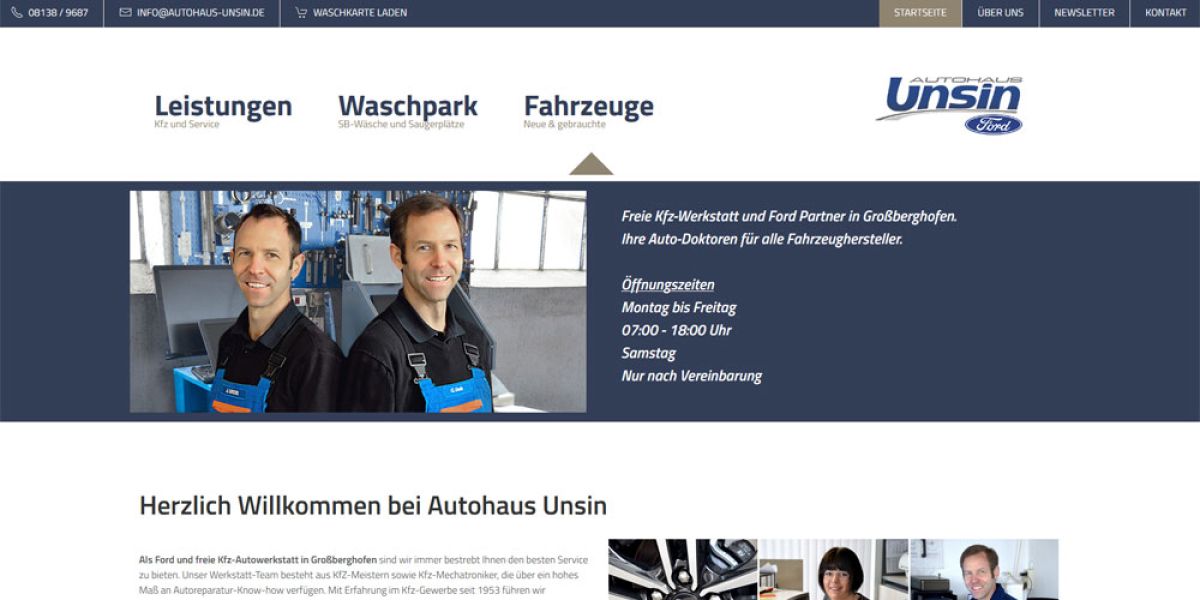 Webseiten-Redesign für Autohaus Unsin GmbH, von unserer Marketingagentur neu gestaltet