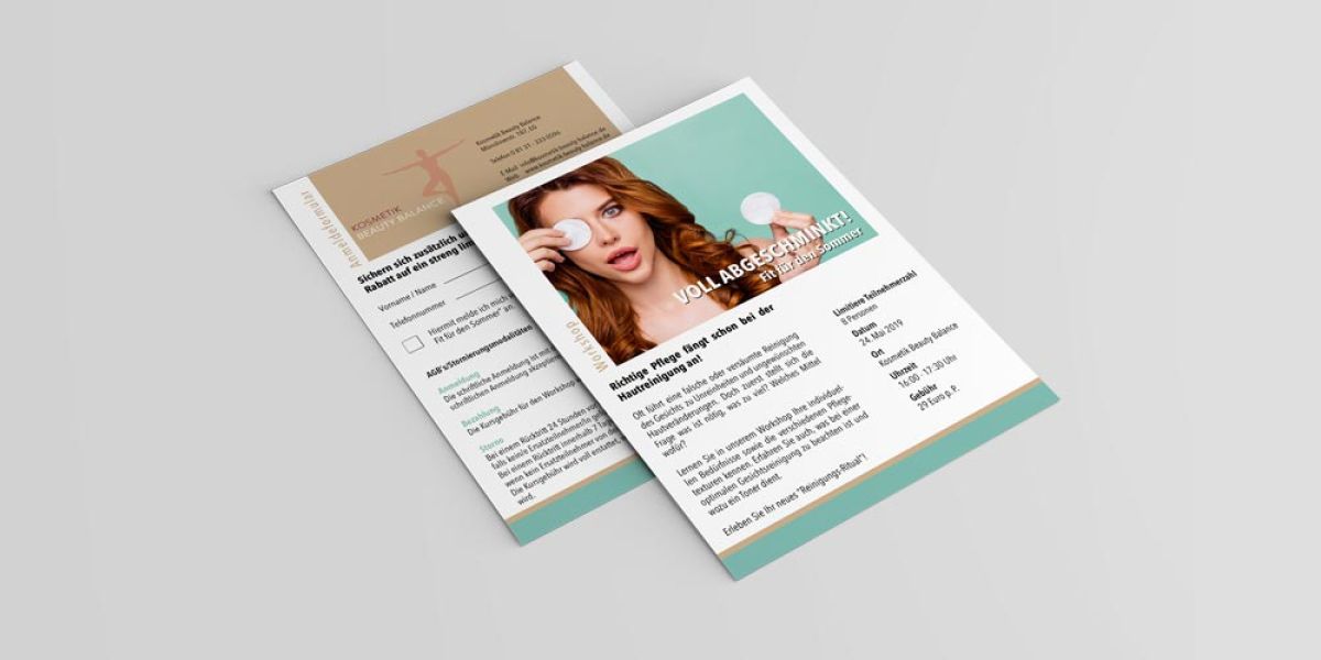 Unsere Werbeagentur erstellt hochwertige Werbematerialien für Kosmetik Beauty Balance, zeigt stilvolle Kosmetikprodukte