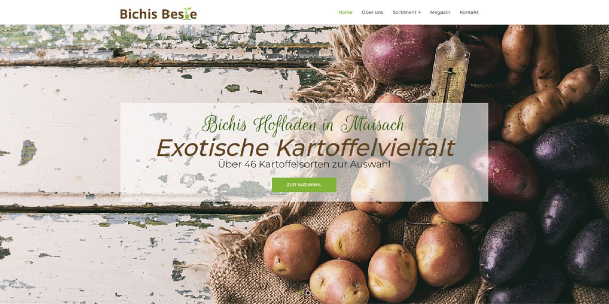 Webseiten-Relaunch für Bichis Hofladen in Maisach, von Marketingagentur gestaltet, zeigt frische regionale Produkte