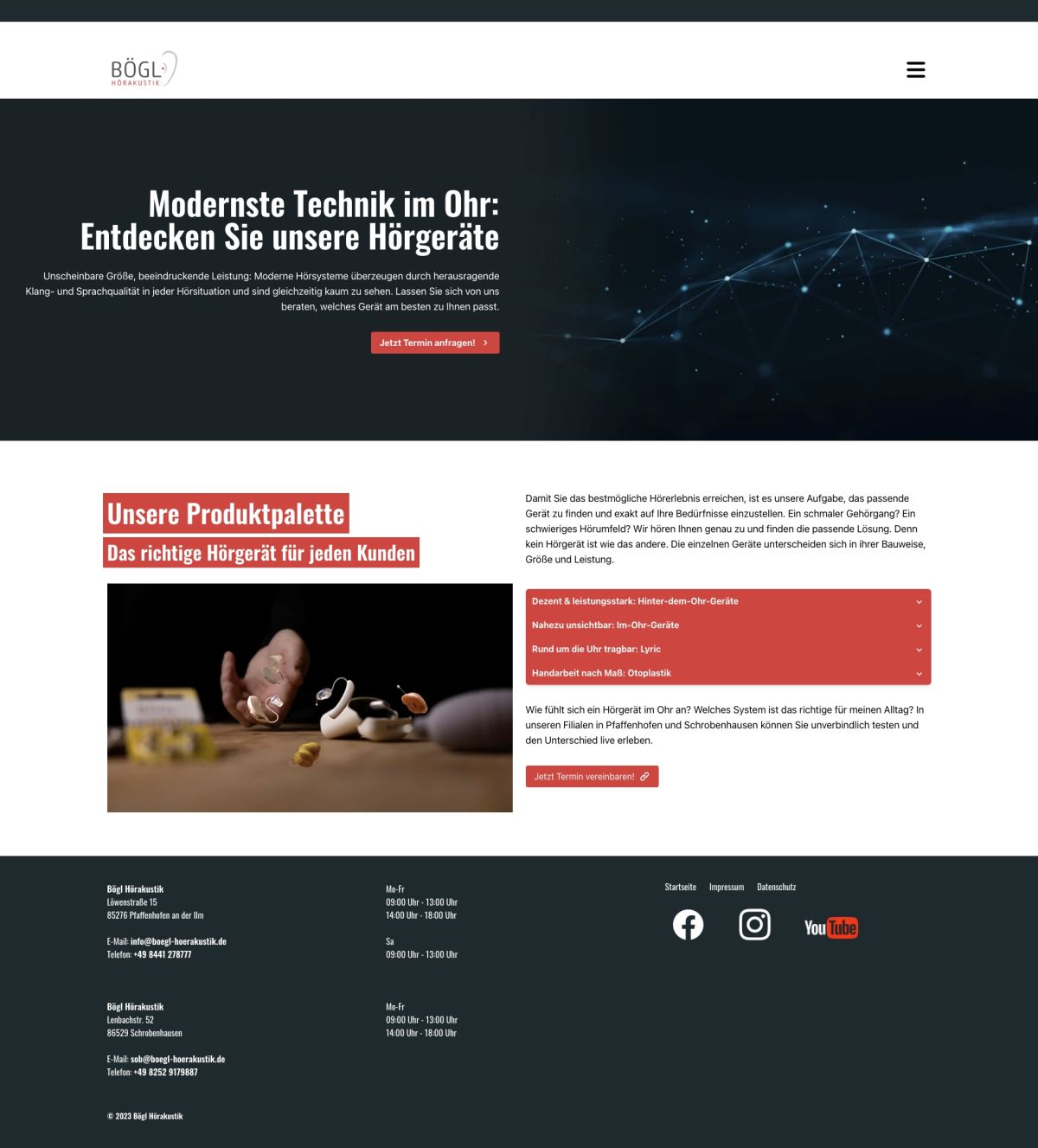 Moderne Technik im Ohr: Entdecken Sie Hörgeräte bei Bögl Hörakustik mit herausragender Klangqualität und unsichtbarem Design nach einem Webseiten-Relaunch.