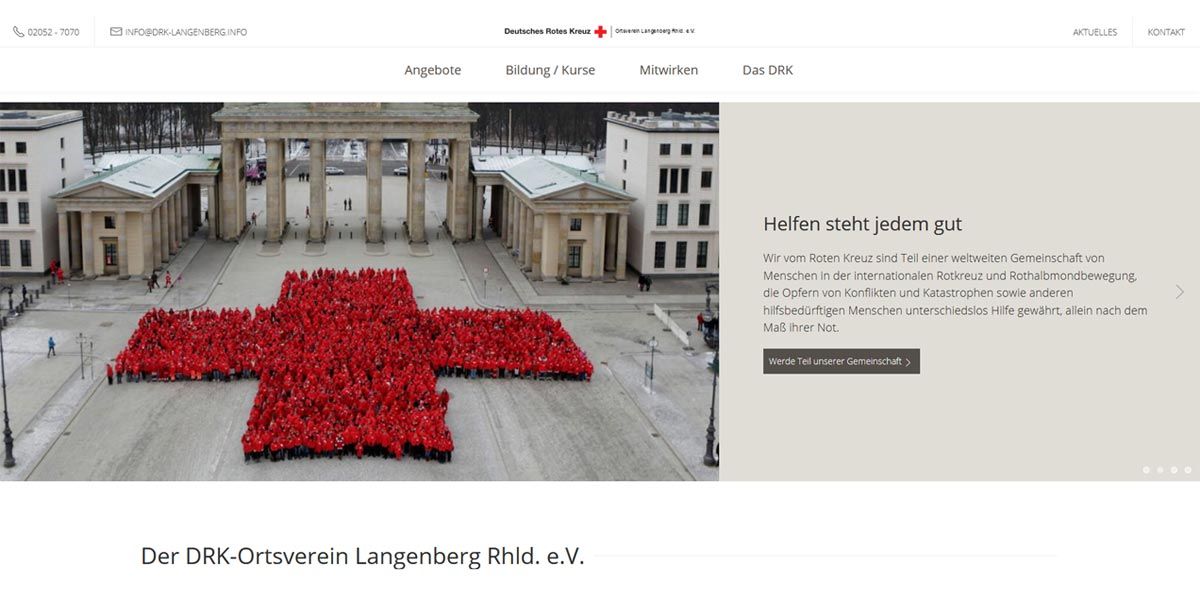 Webseiten-Gestaltung für Deutsches Rotes Kreuz, von unserer Marketingagentur umgesetzt