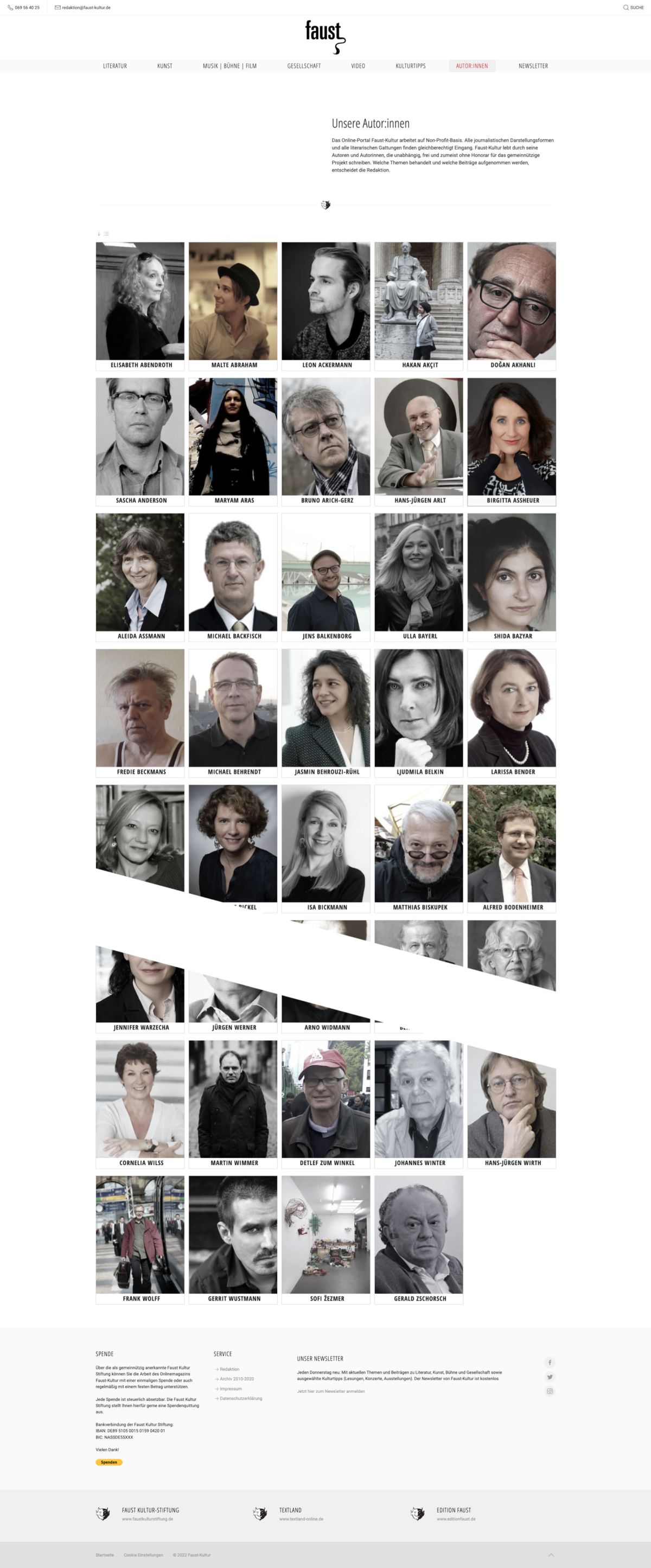 Unsere Werbeagentur modernisiert den Internetauftritt der Faust Kultur Stiftung, zeigt kulturelle Projekte