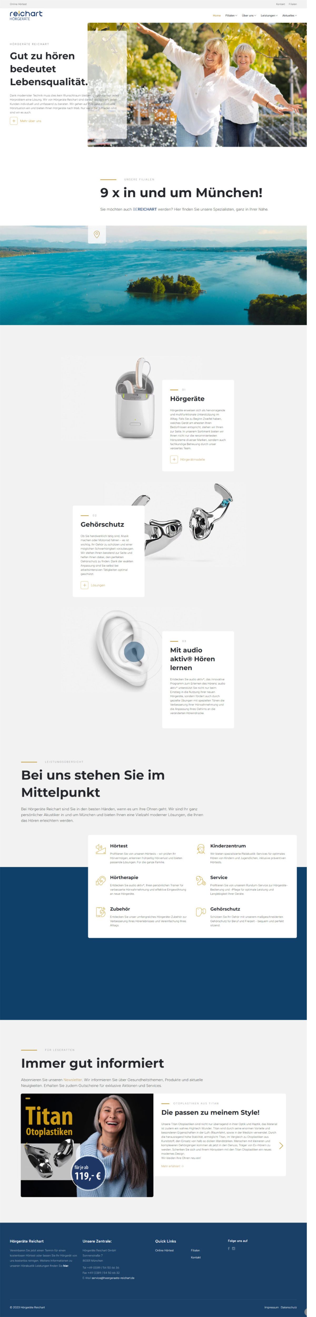 Unsere Werbeagentur modernisiert den Internetauftritt von Hörgeräte Reichart, Bild zeigt modernste Webseite.