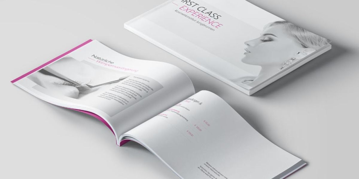 Werbemagazin des Kosmetikinstituts Jungbrunnen, gestaltet von unserer Marketingagentur. Es enthält Informationen über das Institut, seine Leistungen und Kundenbewertungen, sowie Bilder der Innenräume und des Teams.