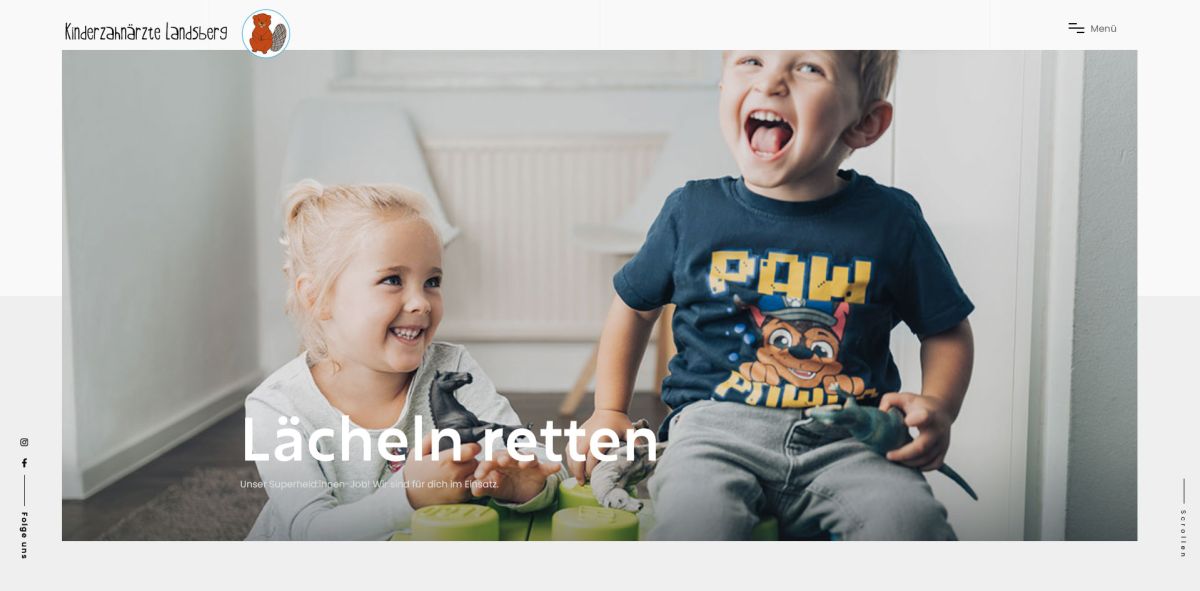 Webseite der Kinderzahnärzte Landsberg zeigt zwei lachende Kinder, gestaltet von unserer Marketingagentur in Dachau. Webseite der Kinderzahnärzte Landsberg zeigt zwei lachende Kinder, gestaltet von unserer Marketingagentur in Dachau.
