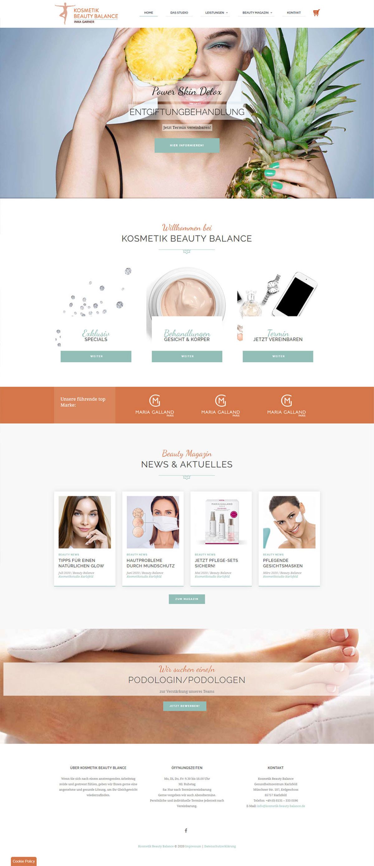 Unsere Werbeagentur modernisiert die Webseite von Beauty Balance, Bild zeigt hochwertige Kosmetikprodukte