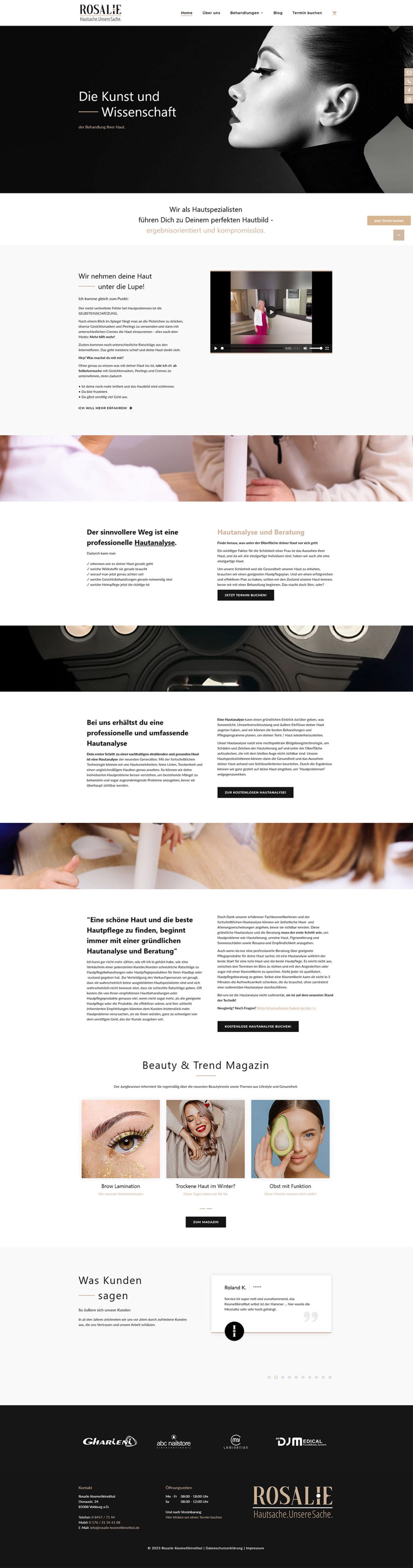Unsere Werbeagentur modernisiert die Webseite des Kosmetikinstituts RosalieHautsacheUnseresache, Bild zeigt stilvolle Kosmetikprodukte