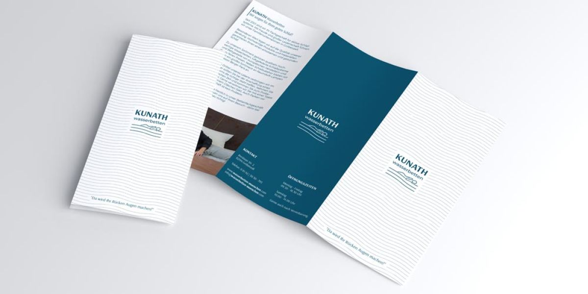 Moderne Flyer für Wasserbetten Kunath aus Gröbenzell, von Marketingagentur gestaltet