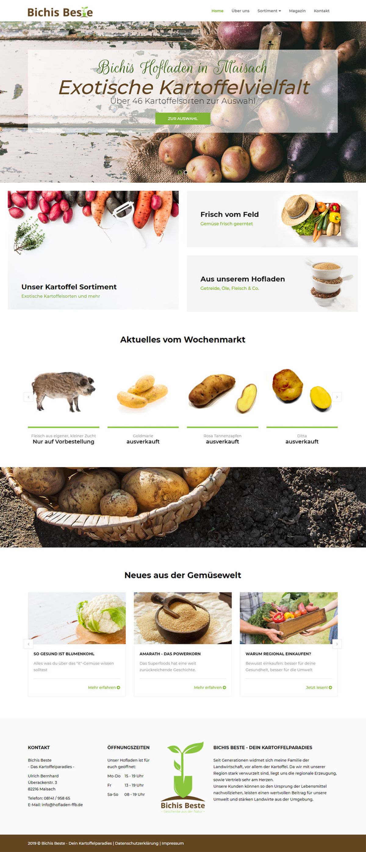 Unsere Werbeagentur modernisiert die Webseite von Bichis Hofladen, Bild zeigt ansprechende Darstellung lokaler Lebensmittel