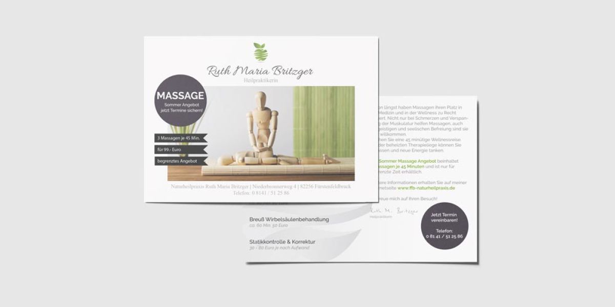 Gutscheine der Naturheilpraxis Fürstenfeldbruck, die von unserer Werbeagentur im Corporate Design gestaltet wurden.