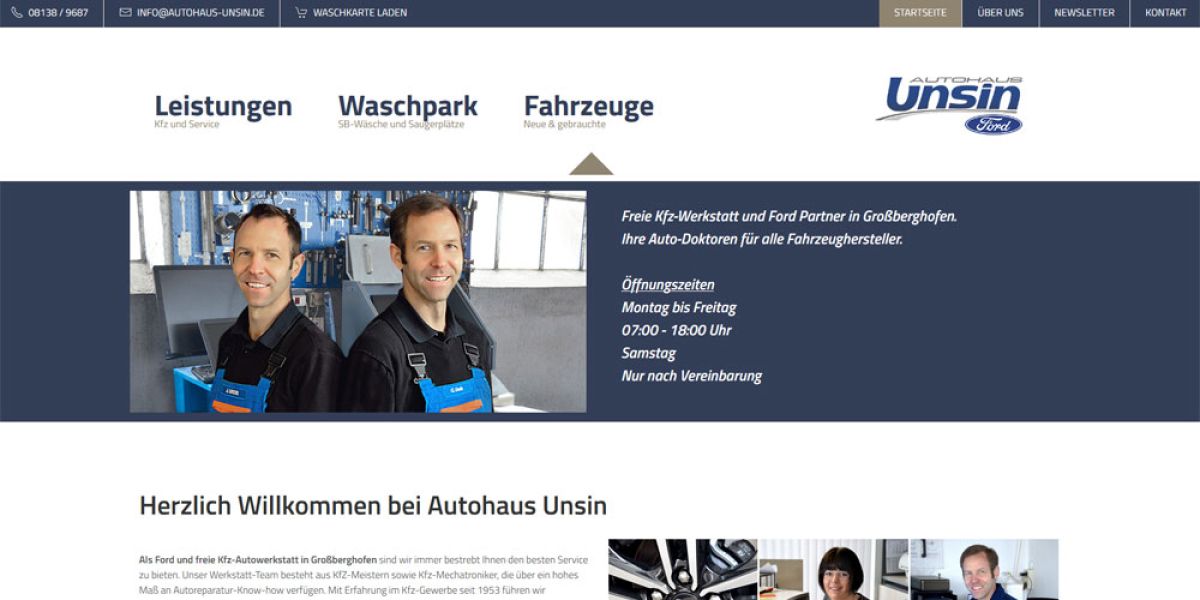 Redesign der Website für Autohaus Unsin GmbH