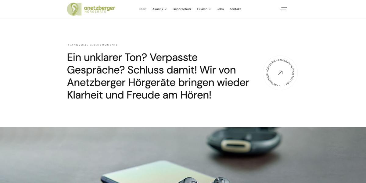 Website für Anetzberger Hörgeräte GmbH