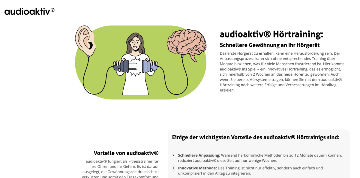 Landingpage für das audioaktiv® Hörtraining