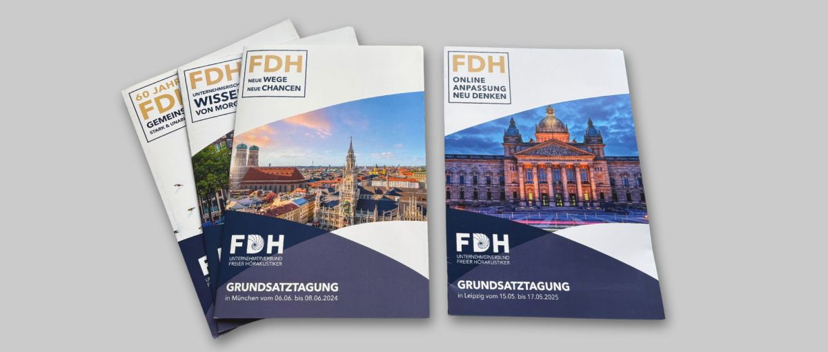 Printwerbung für die Grundsatztagung des Fachverbandes Deutscher Hörakustiker e. V.