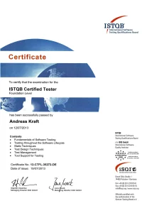 Zertifikat - ISTQB Certified Software Tester